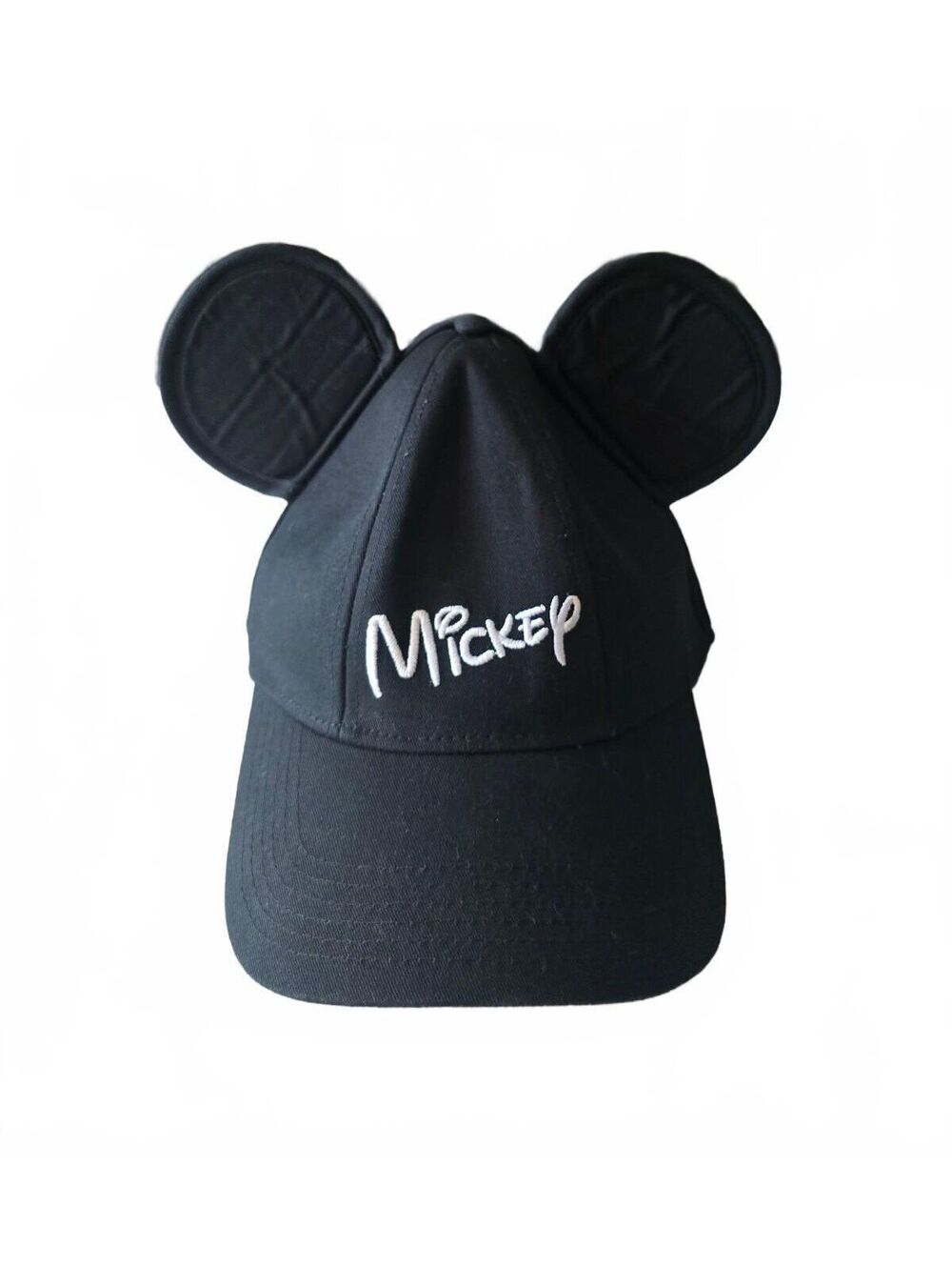 Disney Mickey Mouse Hat Adult Baseball Cap w/ Ears Black Snap Back Embroidered